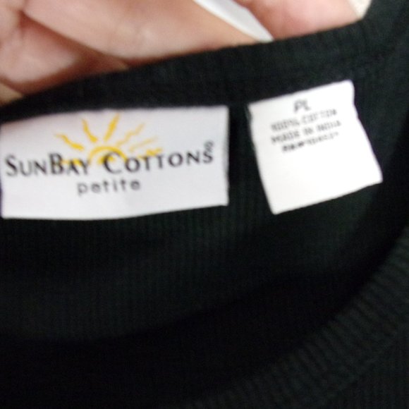 SunBay Cotton Knit Petite Tank Top Bling Floral Applique NWOT Size PL - Picture 3 of 5